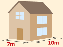 間口7m×奥行き10m程度の総二階の建物の例